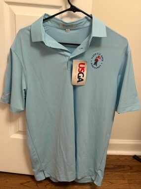 Straight Down Sky Blue USGA Pinehurst Golf Polo